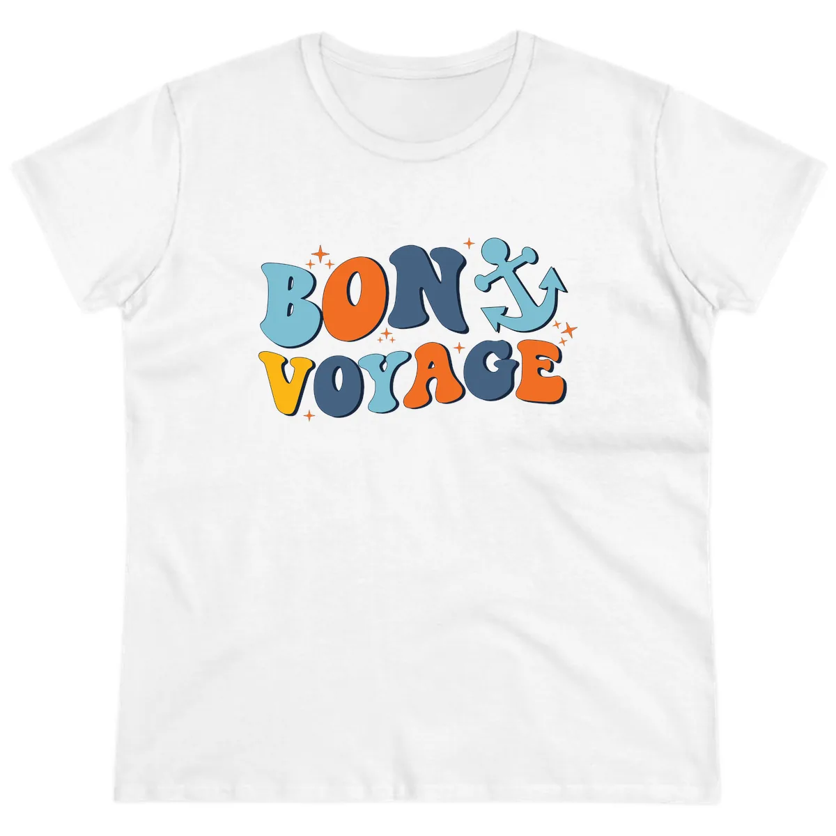 Bon Voyage Anchor Ladies Tee in White