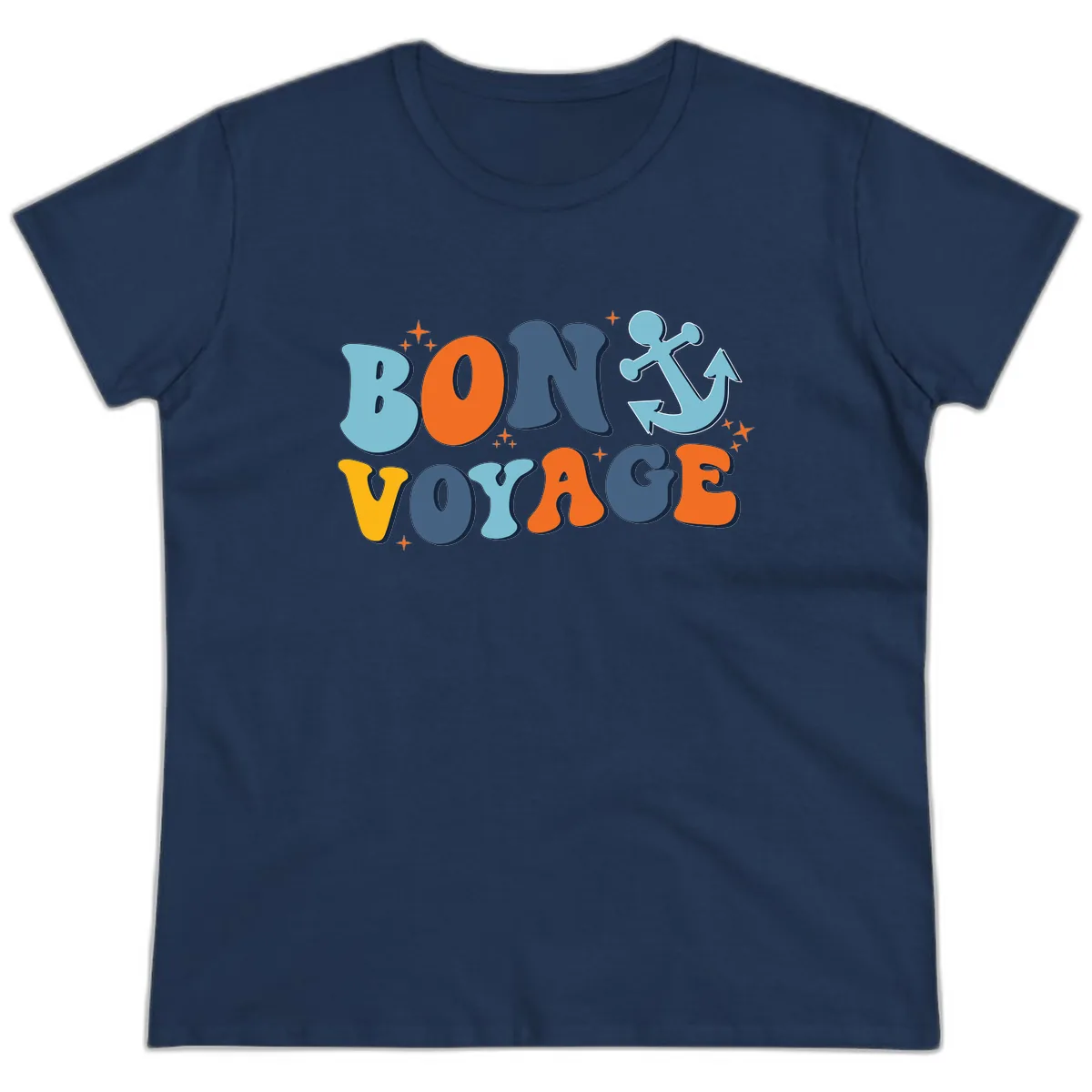 Bon Voyage Anchor Ladies Tee in Navy