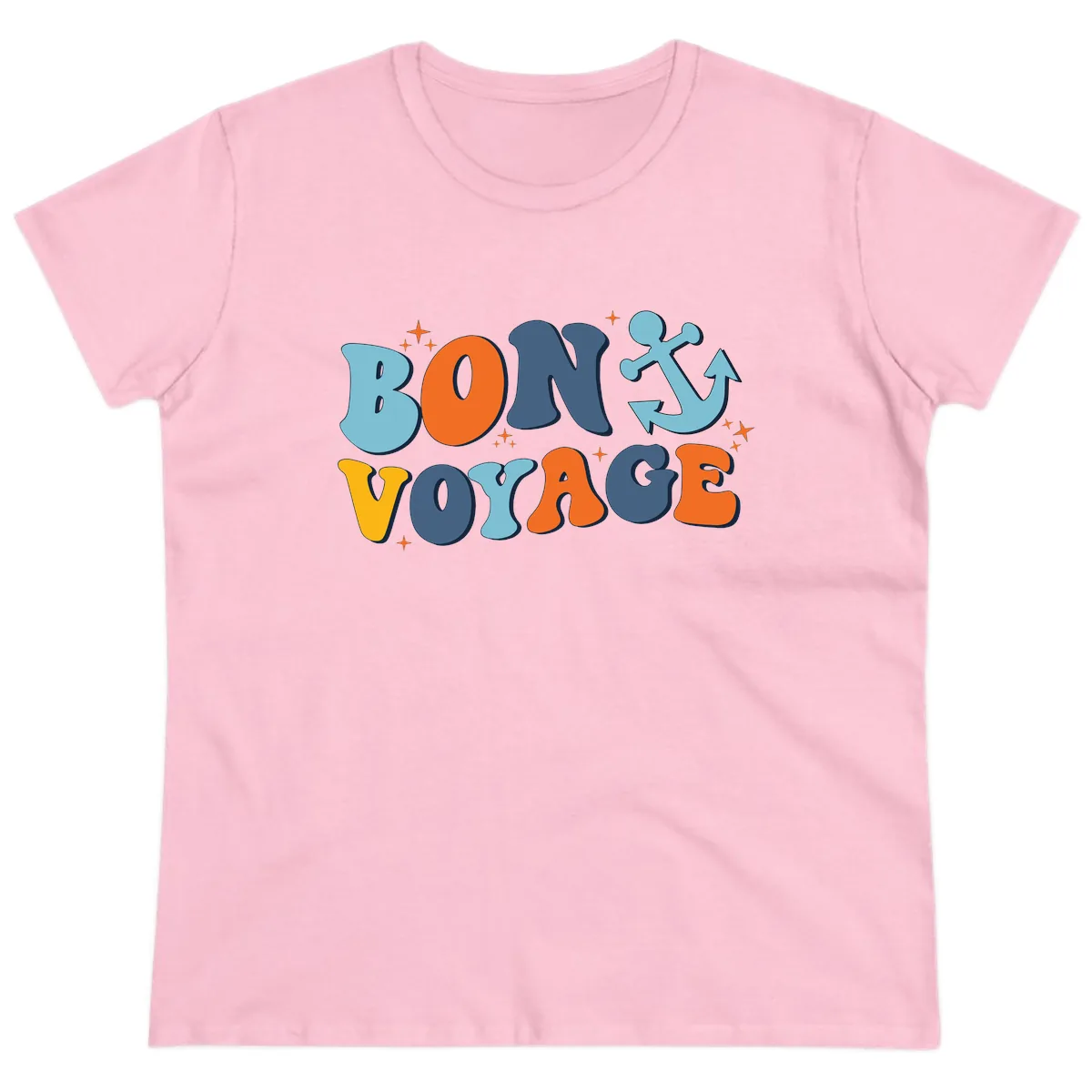 Bon Voyage Anchor Ladies Tee in Light Pink