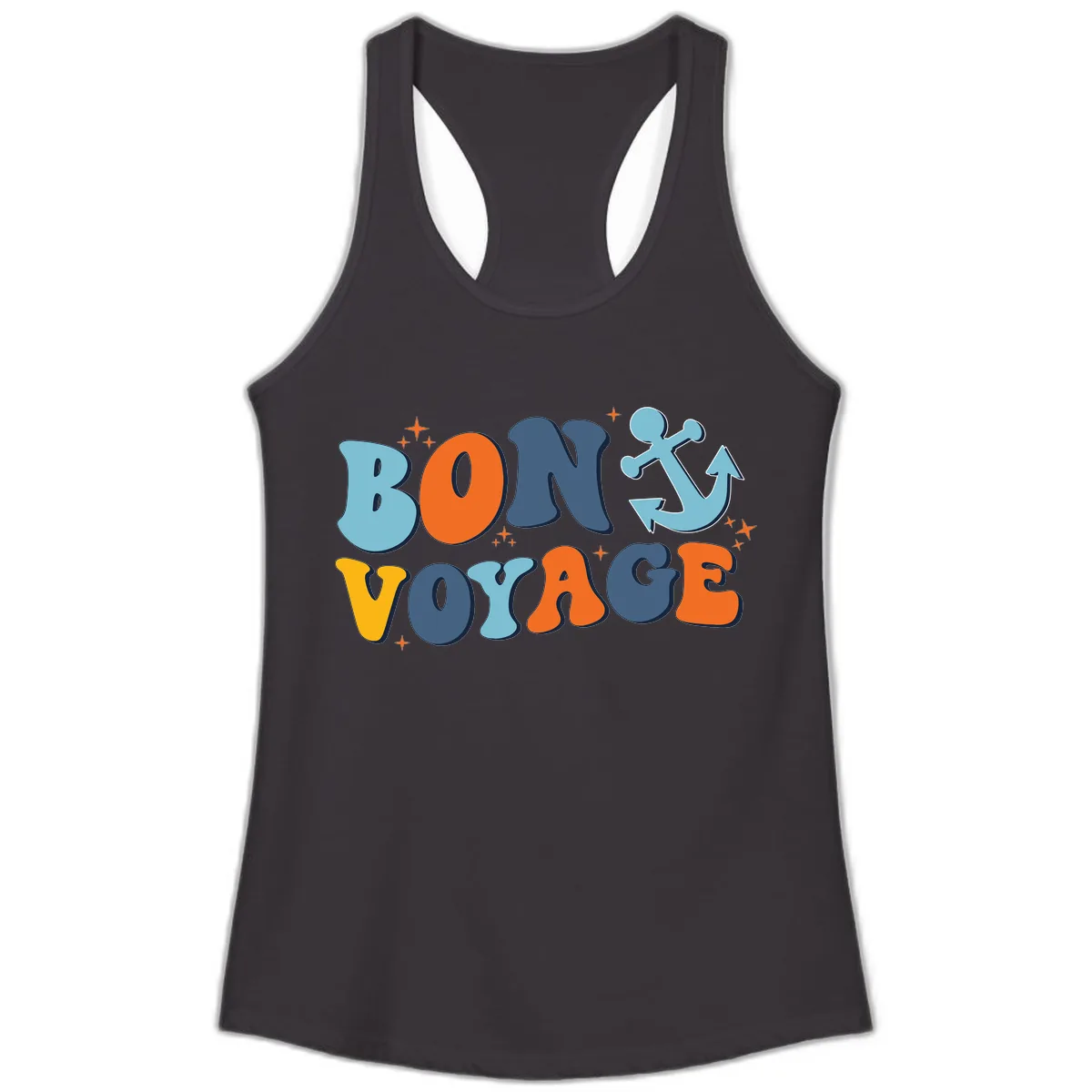 Bon Voyage Anchor Ladies Tank in Black