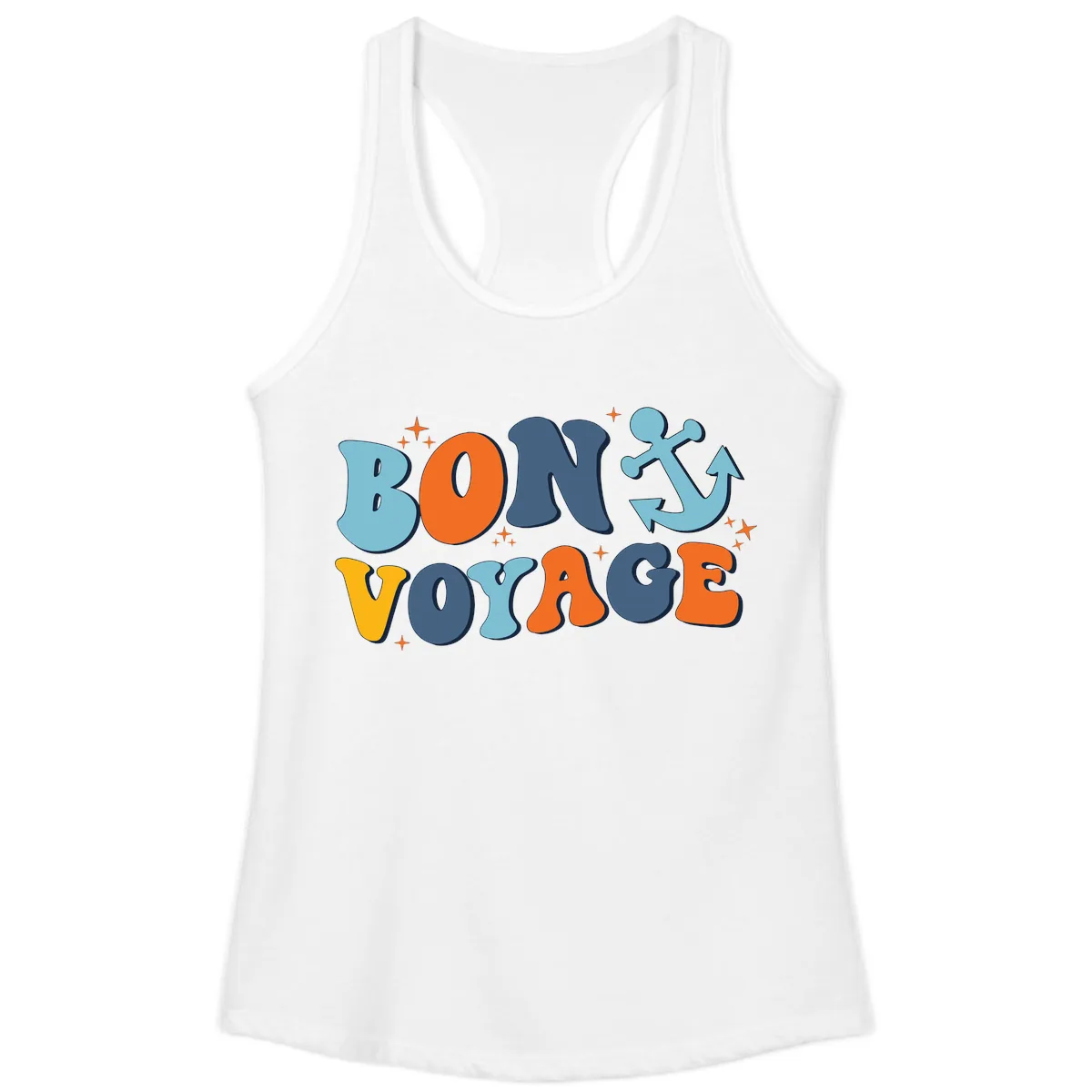 Bon Voyage Anchor Ladies Tank in White