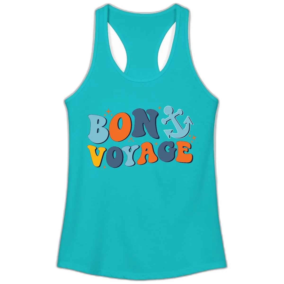 Bon Voyage Anchor Ladies Tank in Tahiti Blue