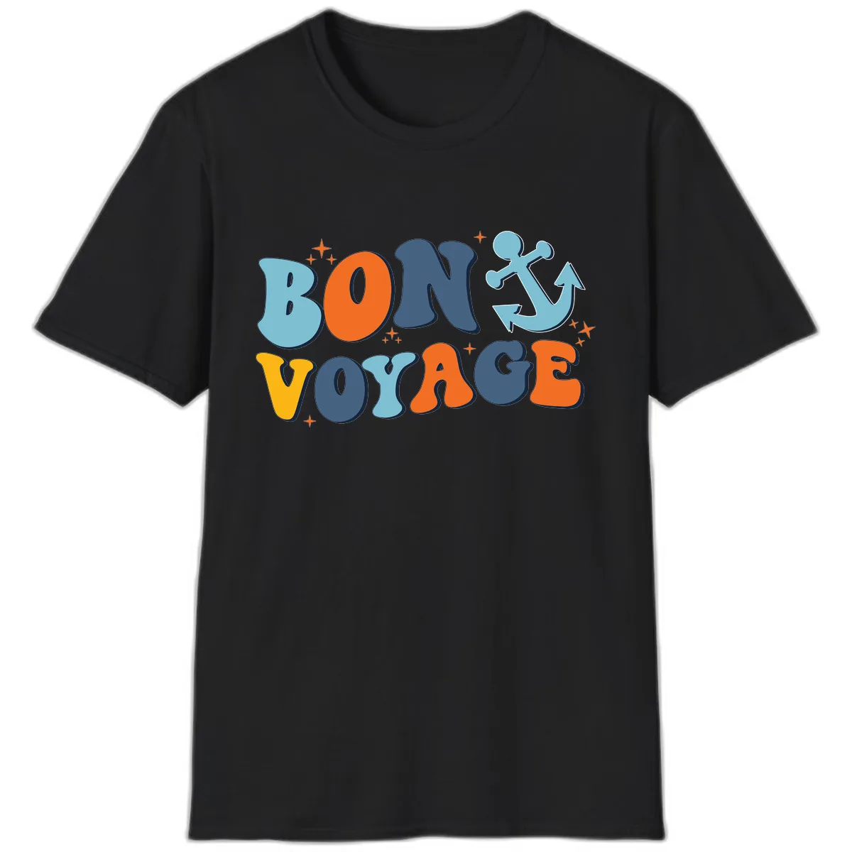 Bon Voyage Anchor T-Shirt in Black