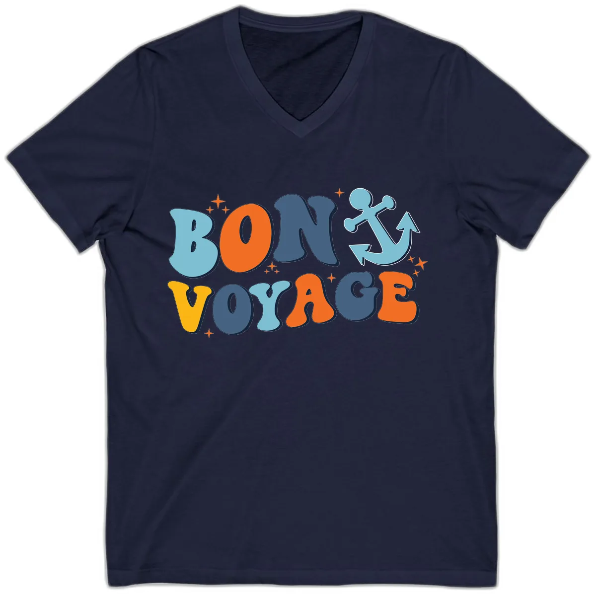 Bon Voyage Anchor V-Neck in Navy