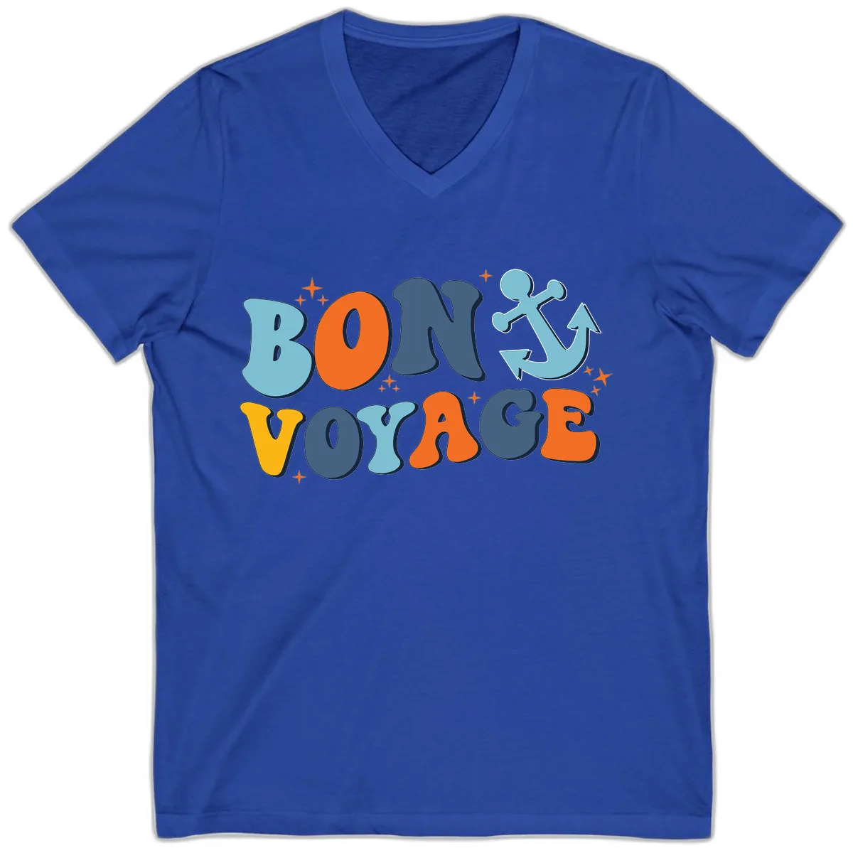 Bon Voyage Anchor V-Neck in True Royal