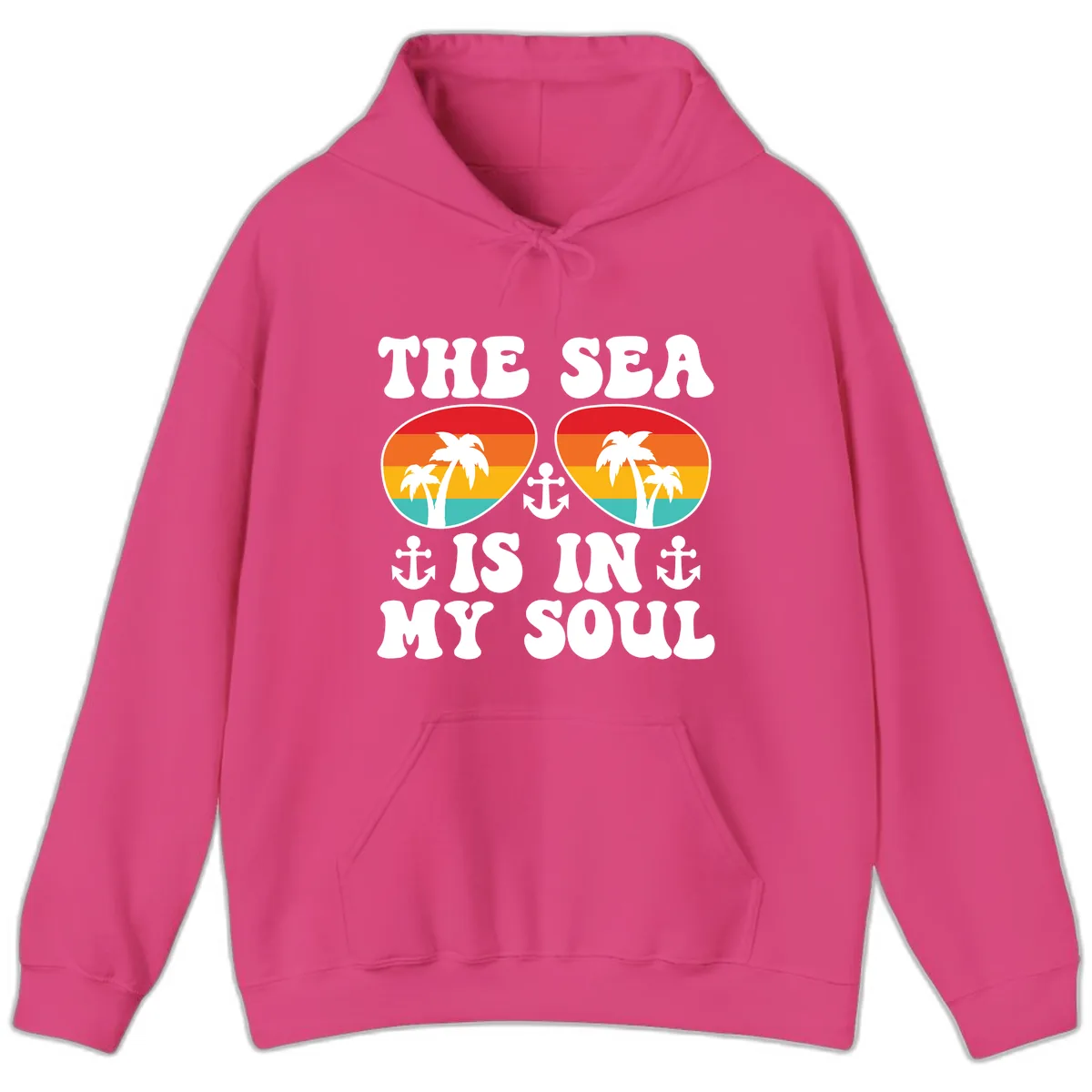 The Sea Is In My Soul Hoodie in Heliconia
