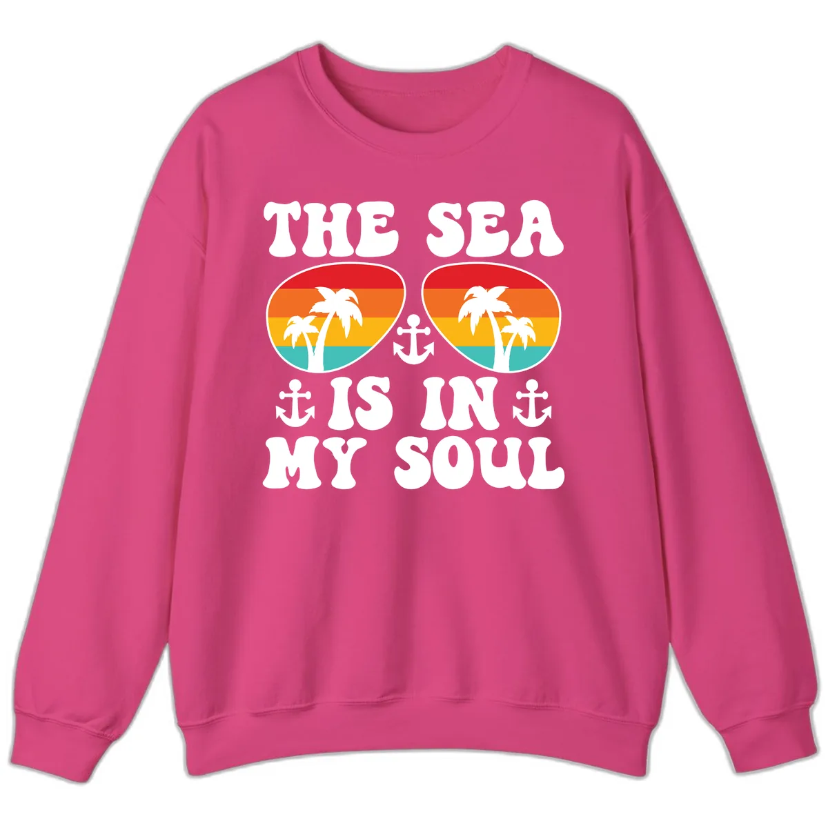 The Sea Is In My Soul Sweatshirt in Heliconia