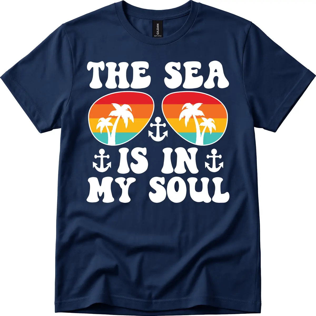The Sea Is In My Soul T-Shirt in Navy
