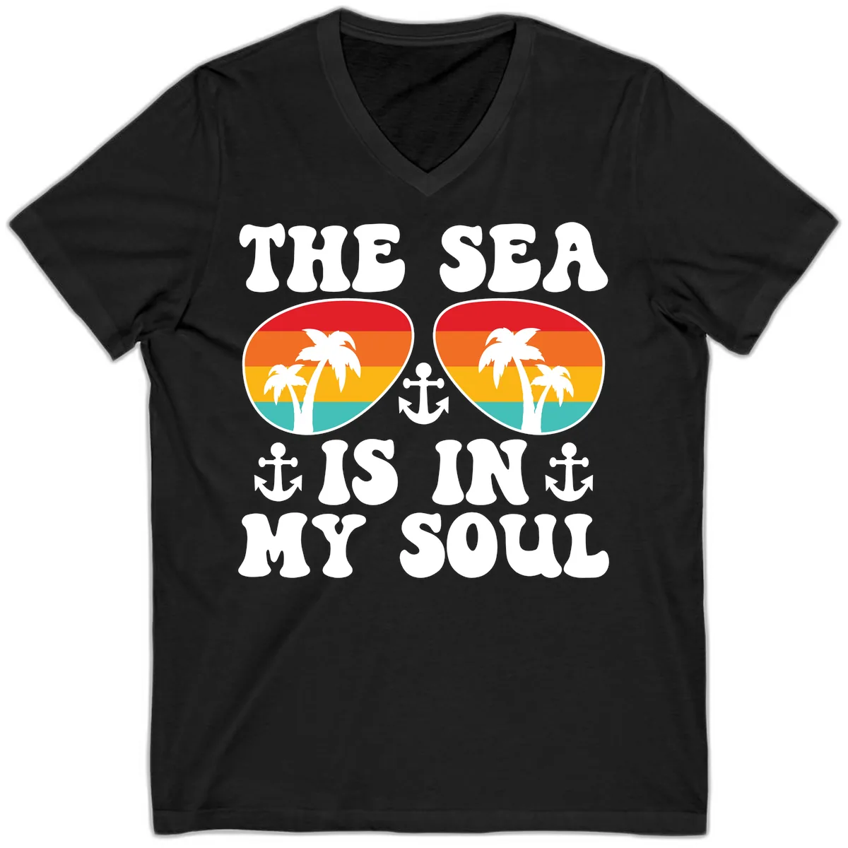 The Sea Is In My Soul V-Neck in Black