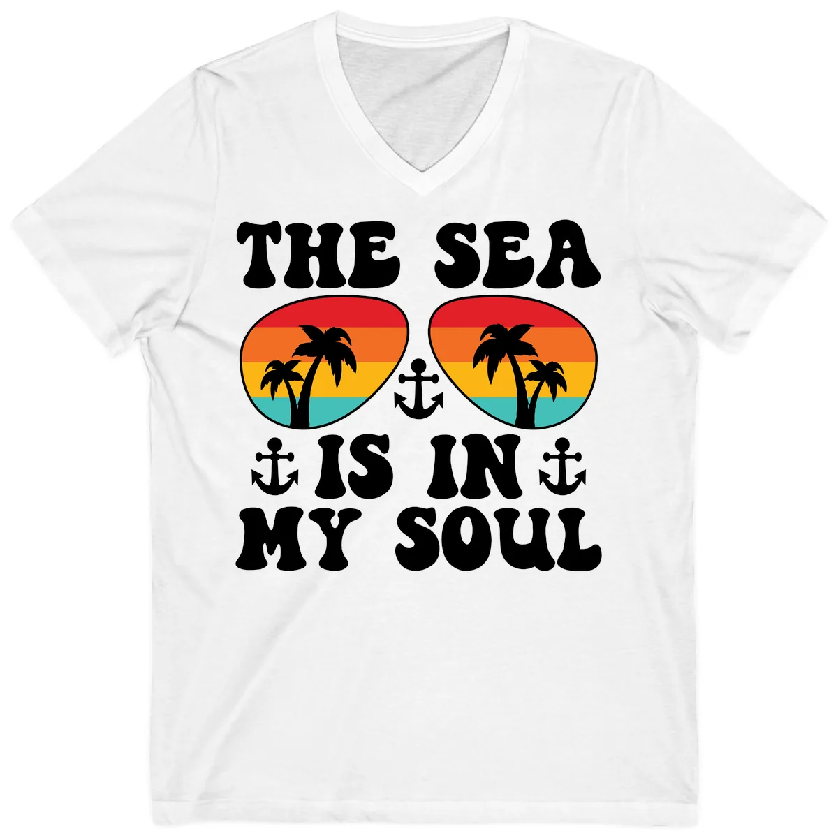 The Sea Is In My Soul V-Neck in White