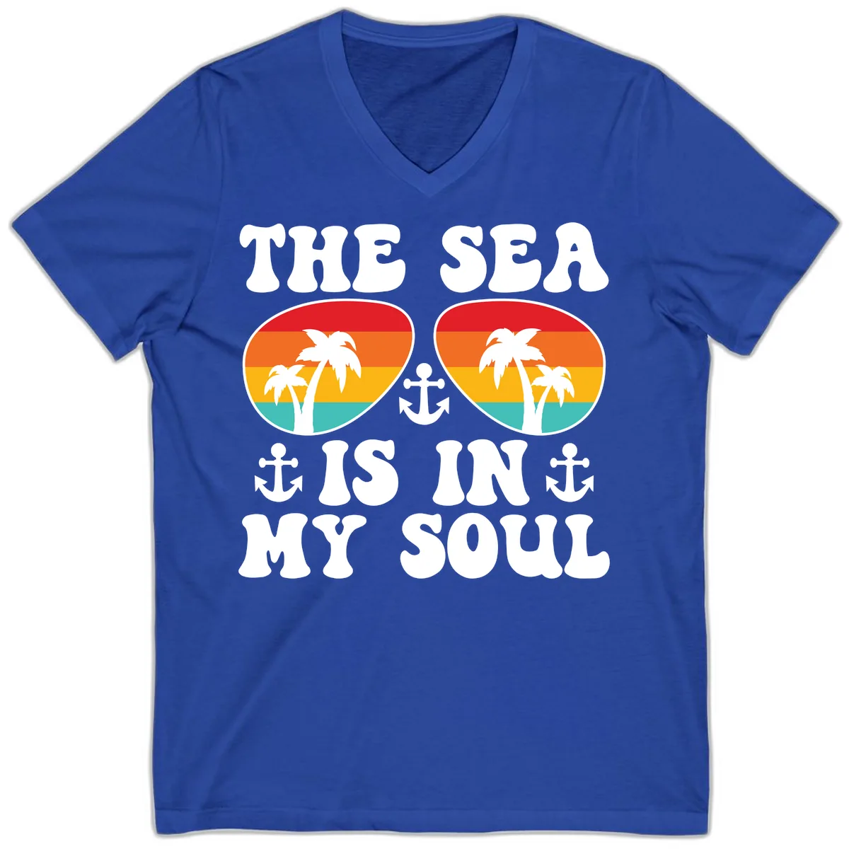 The Sea Is In My Soul V-Neck in True Royal