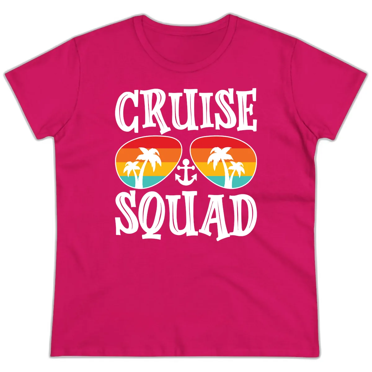 Cruise Squad Sunglasses Ladies Tee in Heliconia