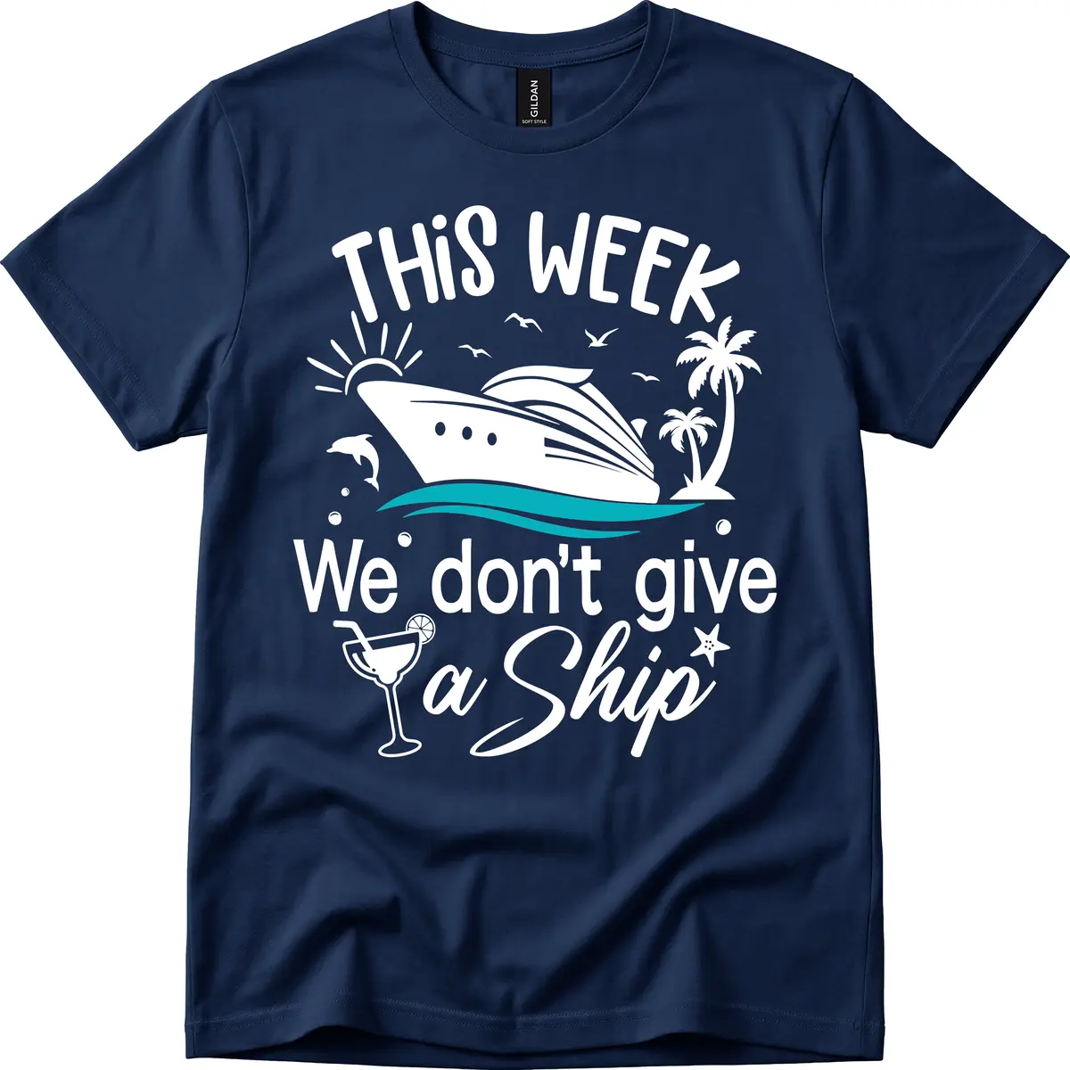 We Don't Give A Ship Cruise T-Shirt in Navy