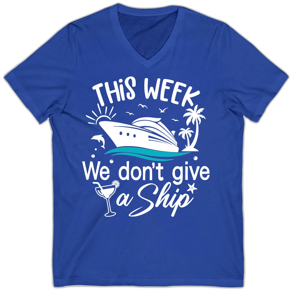 We Don't Give A Ship Cruise V-Neck in True Royal