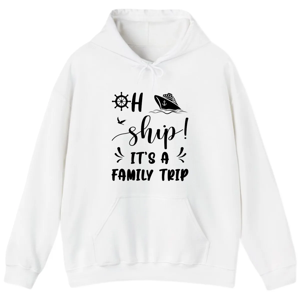 Ahoy Ship It's A Family Trip Hoodie in White
