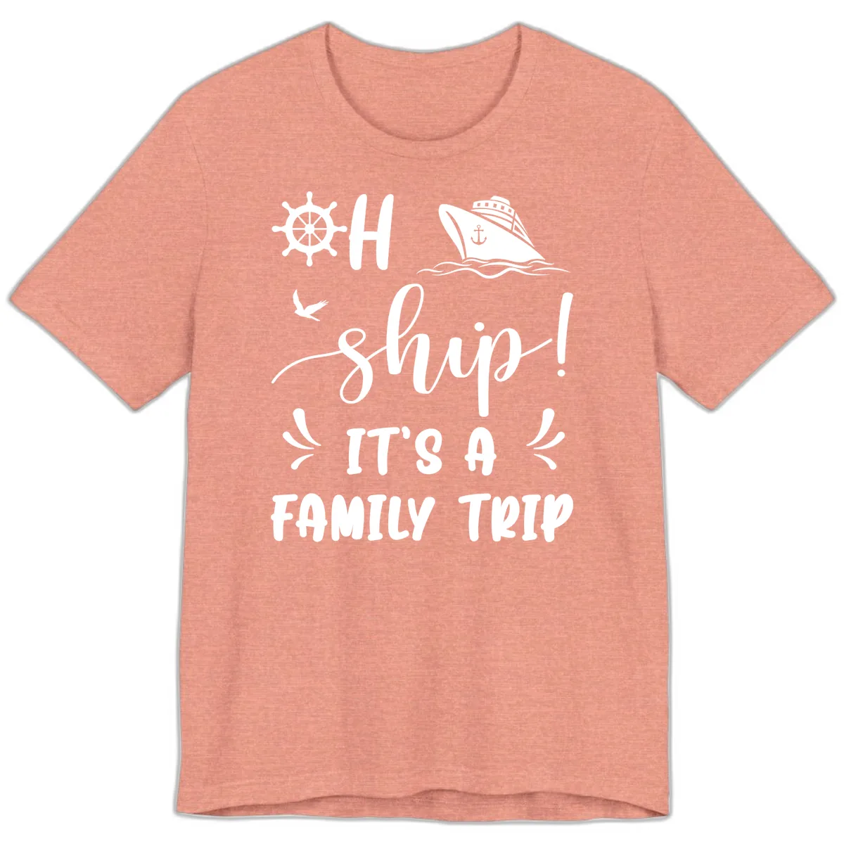 Ahoy Ship It's A Family Trip Premium T-Shirt in Heather Sunset