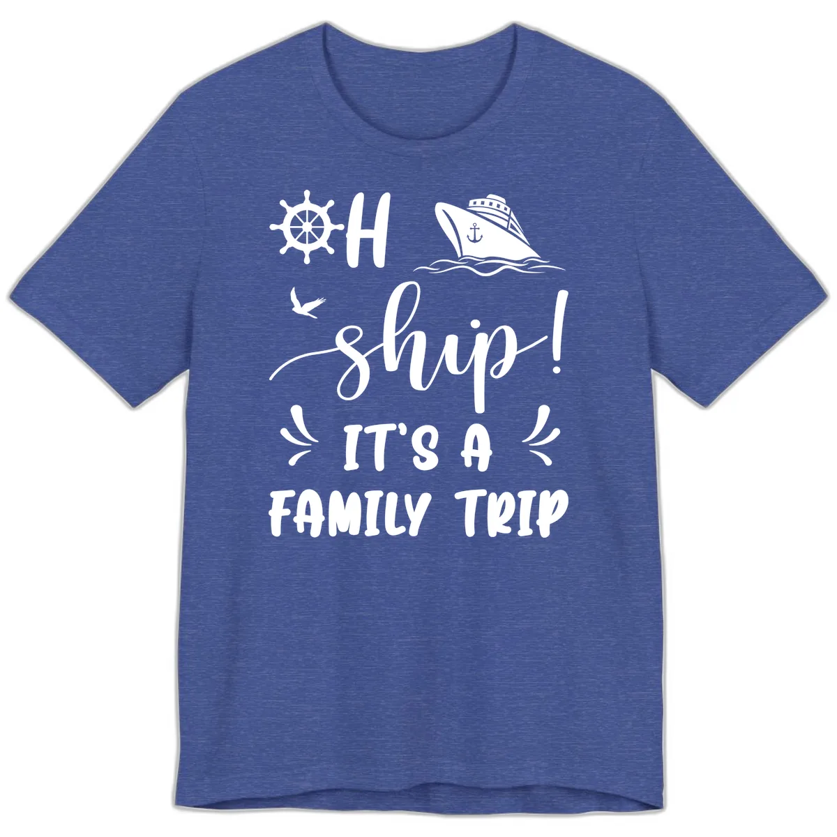 Ahoy Ship It's A Family Trip Premium T-Shirt in Heather True Royal