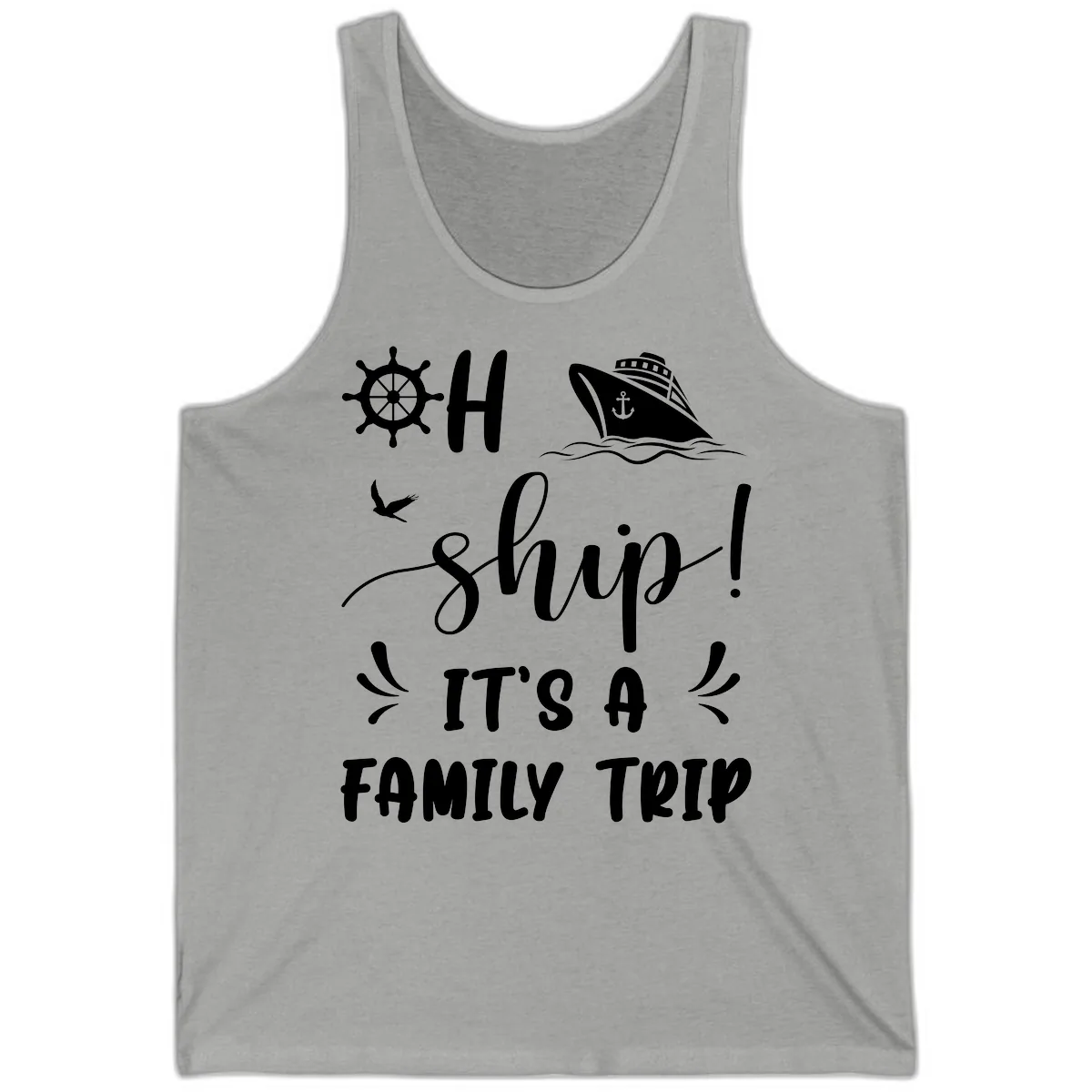 Ahoy Ship It's A Family Trip Tank in Athletic Heather