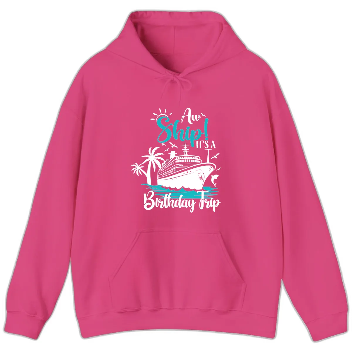 Aw Ship It's A Birthday Trip Hoodie in Heliconia