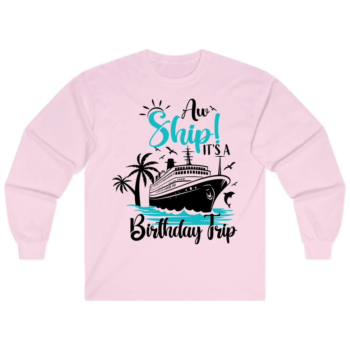 Aw Ship It's A Birthday Trip Long Sleeve in Light Pink