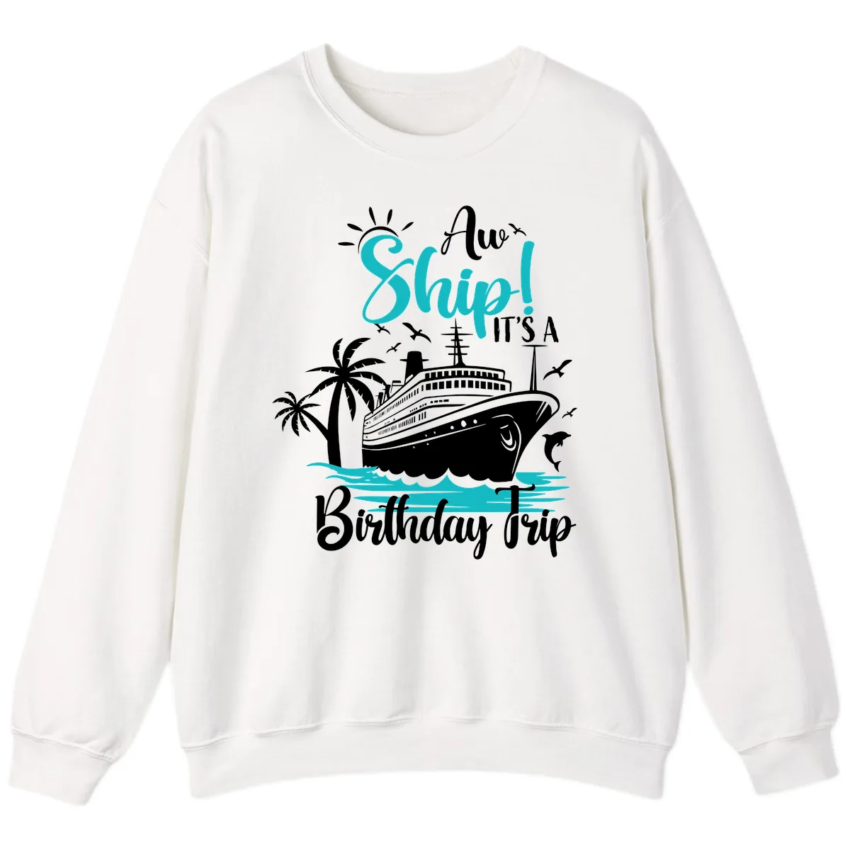 Aw Ship It's A Birthday Trip Sweatshirt in White