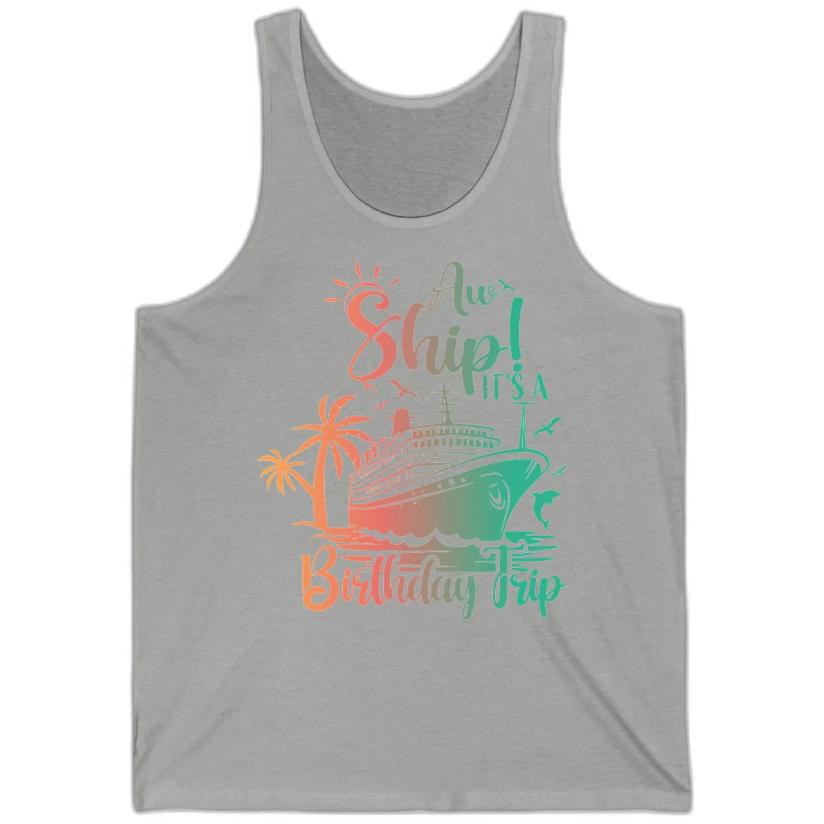 Ahoy It's A Cruise Ship Birthday Trip Tank in Athletic Heather