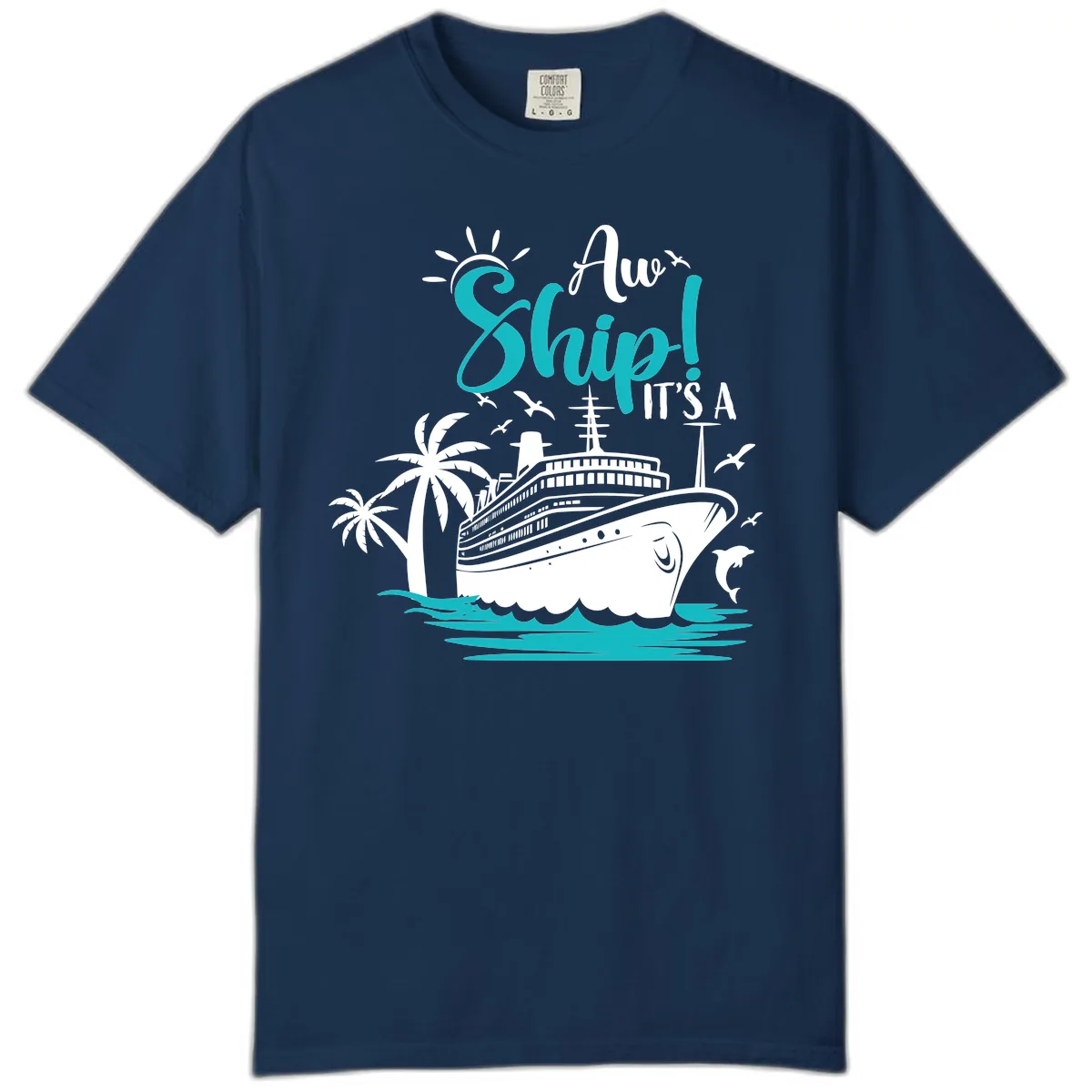 Aw Ship It's A Cruise Comfort Color in Navy