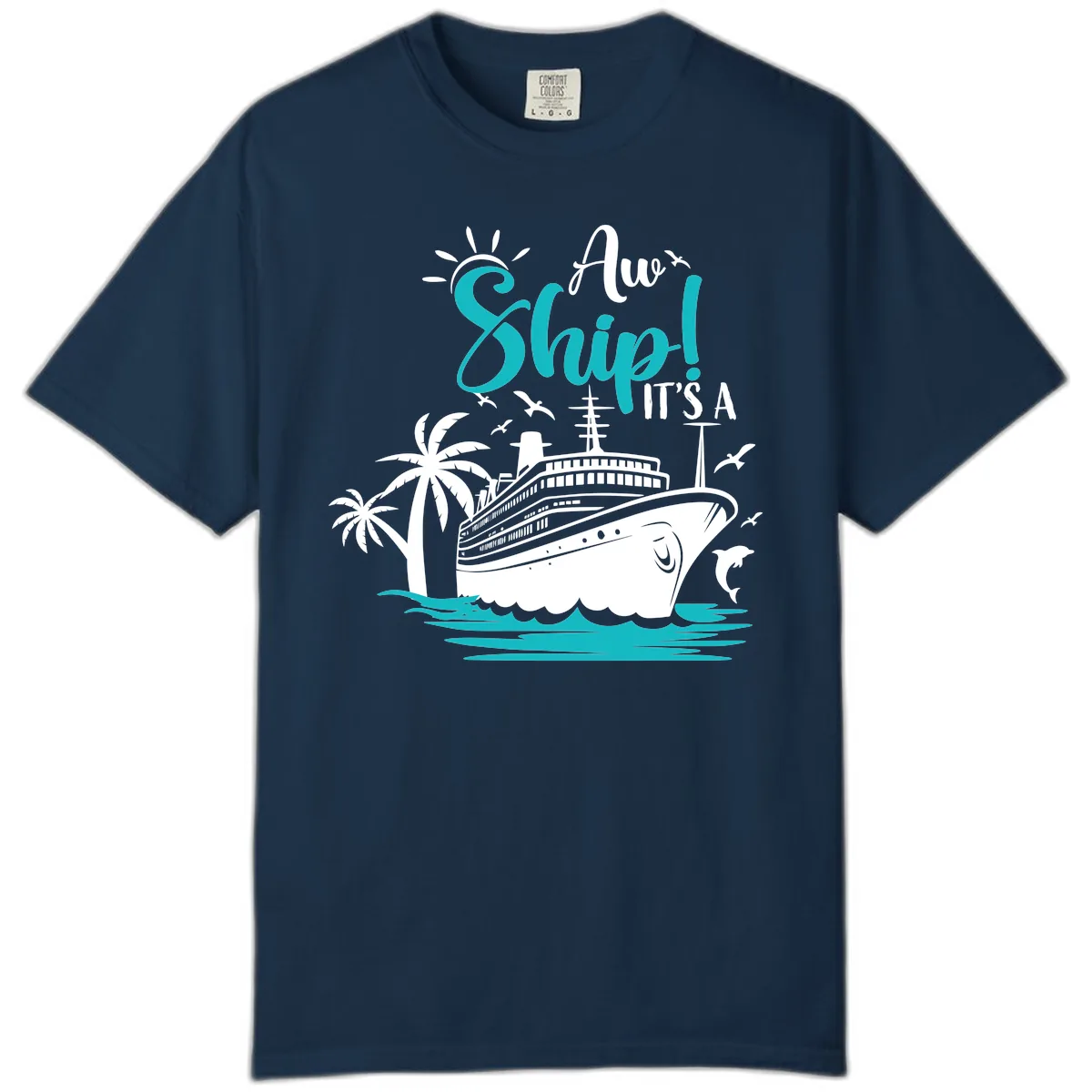 Aw Ship It's A Cruise Comfort Color in True Navy