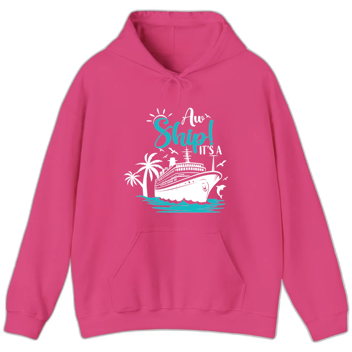 Aw Ship It's A Cruise Hoodie in Heliconia