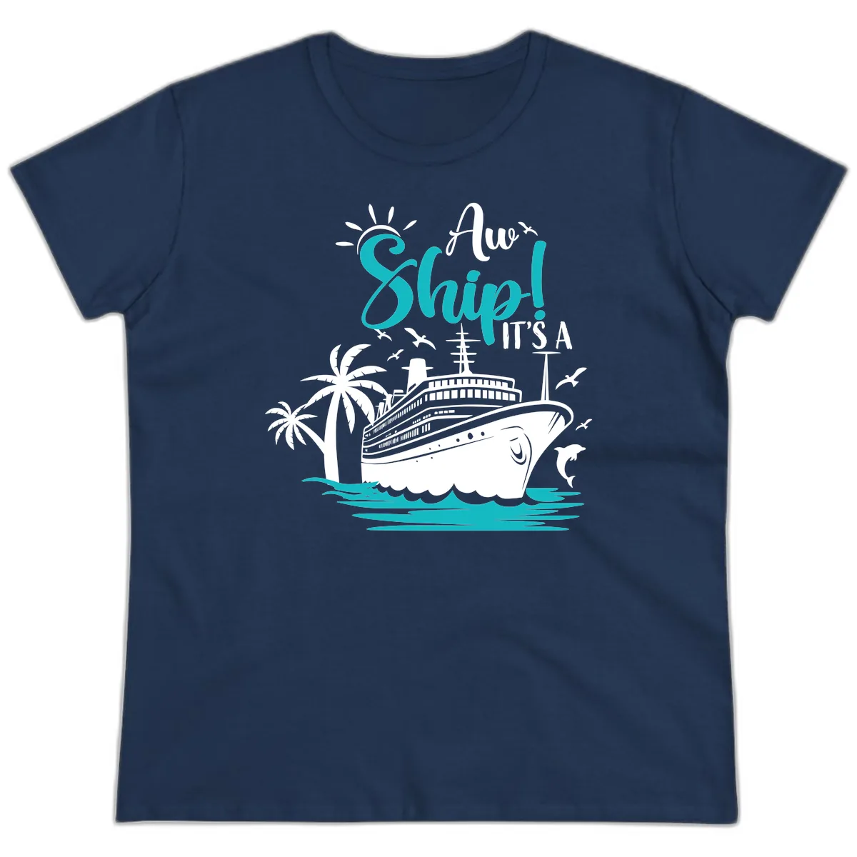 Aw Ship It's A Cruise Ladies Tee in Navy