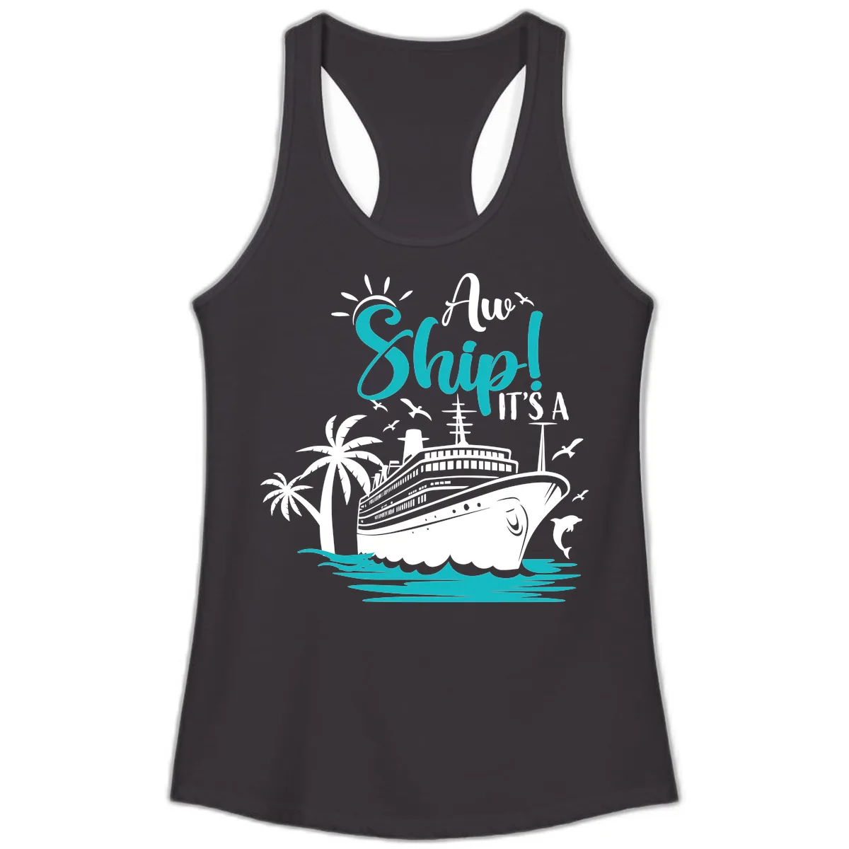 Aw Ship It's A Cruise Ladies Tank in Black