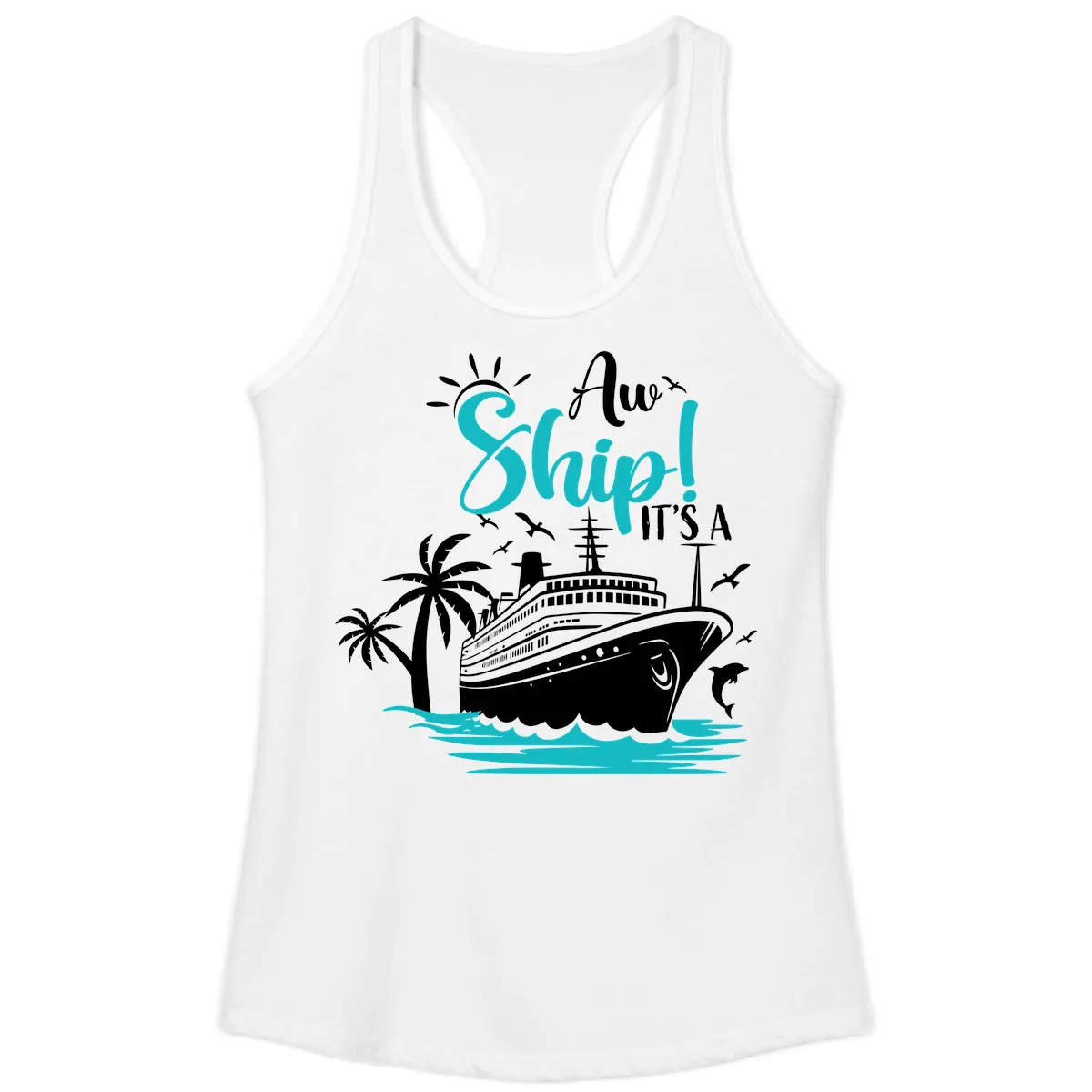 Aw Ship It's A Cruise Ladies Tank in White