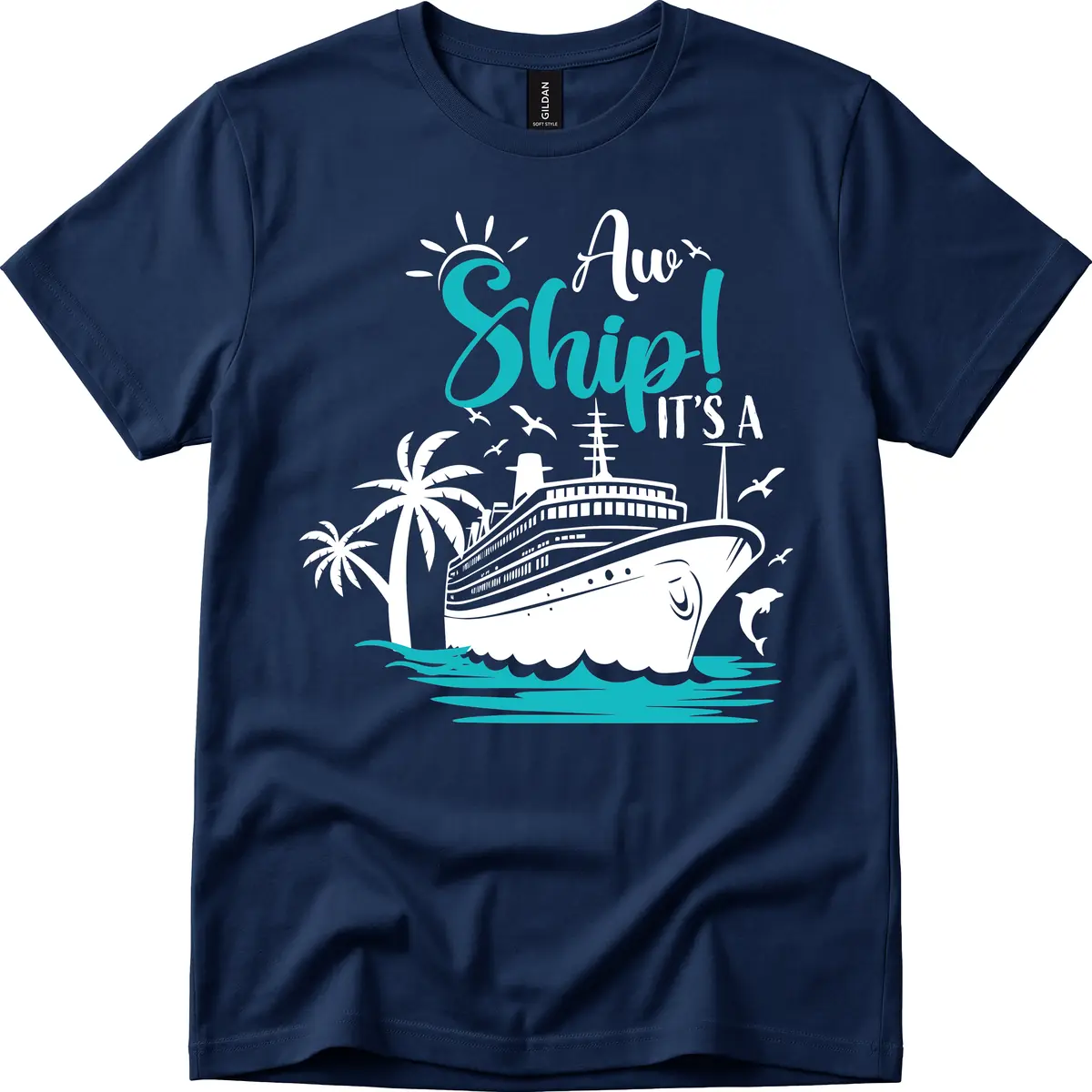 Aw Ship It's A Cruise T-Shirt in Navy