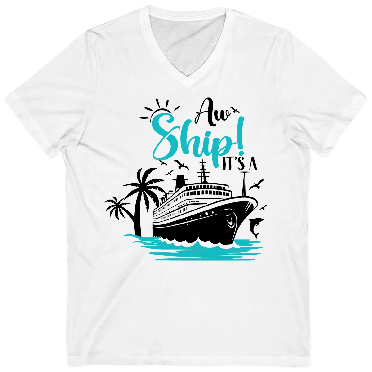 Aw Ship It's A Cruise V-Neck in White