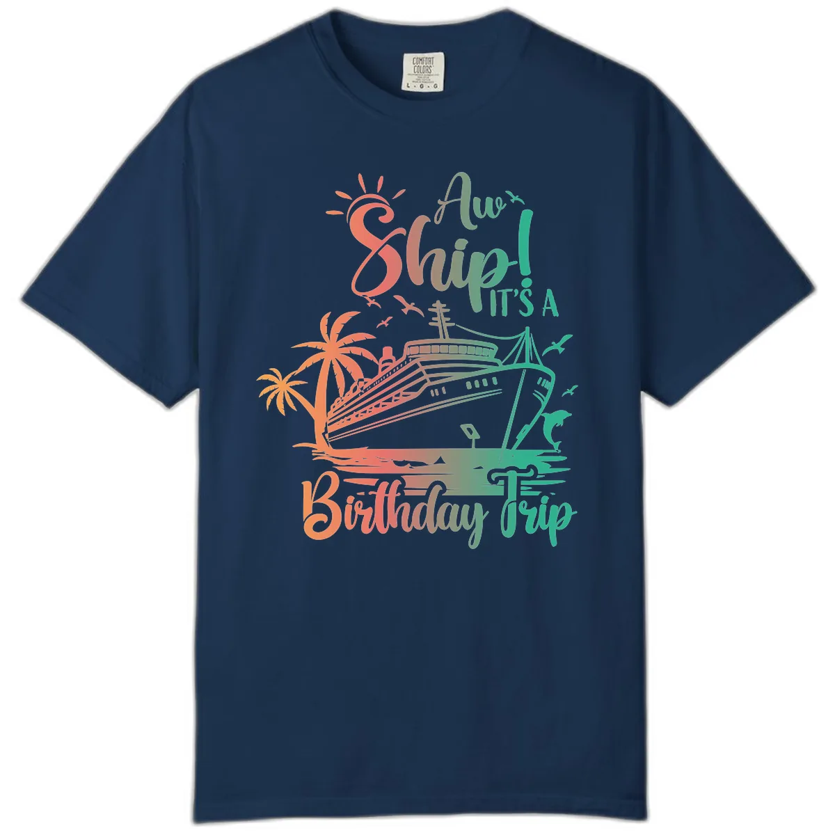 Ahoy It's A Birthday Trip Comfort Color in Navy