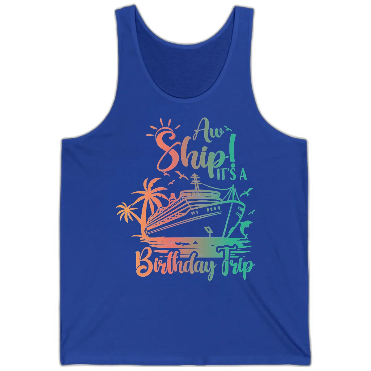 Ahoy It's A Birthday Trip Tank in True Royal