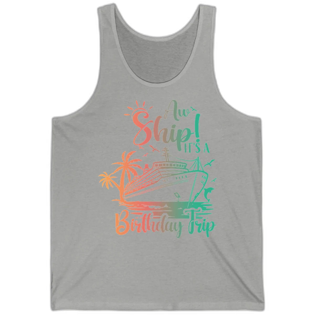 Ahoy It's A Birthday Trip Tank in Athletic Heather