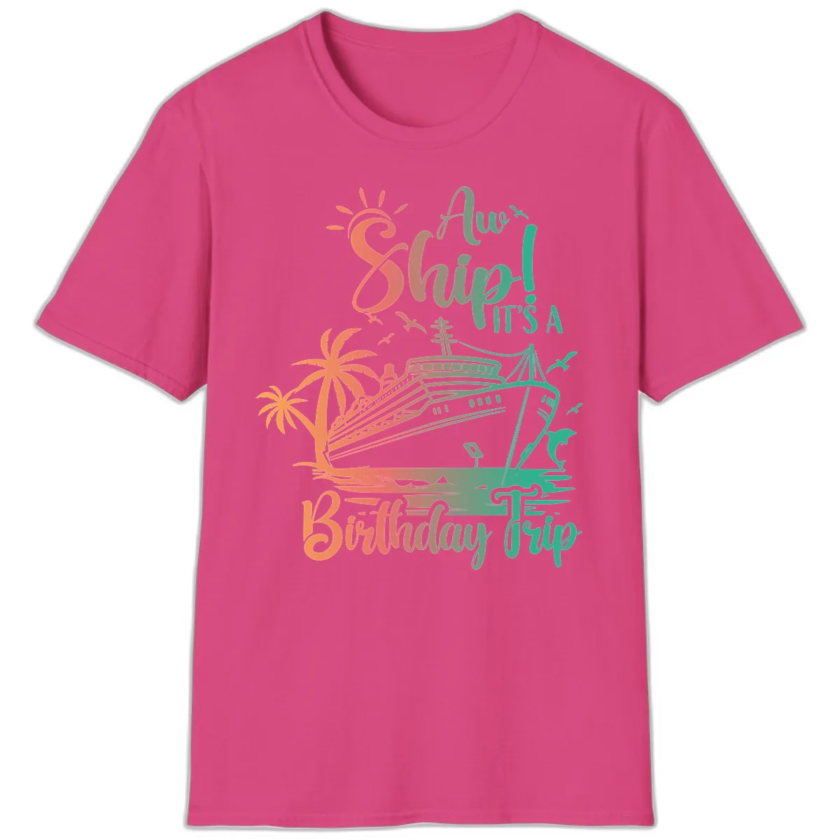 Ahoy It's A Birthday Trip T-Shirt in Heliconia