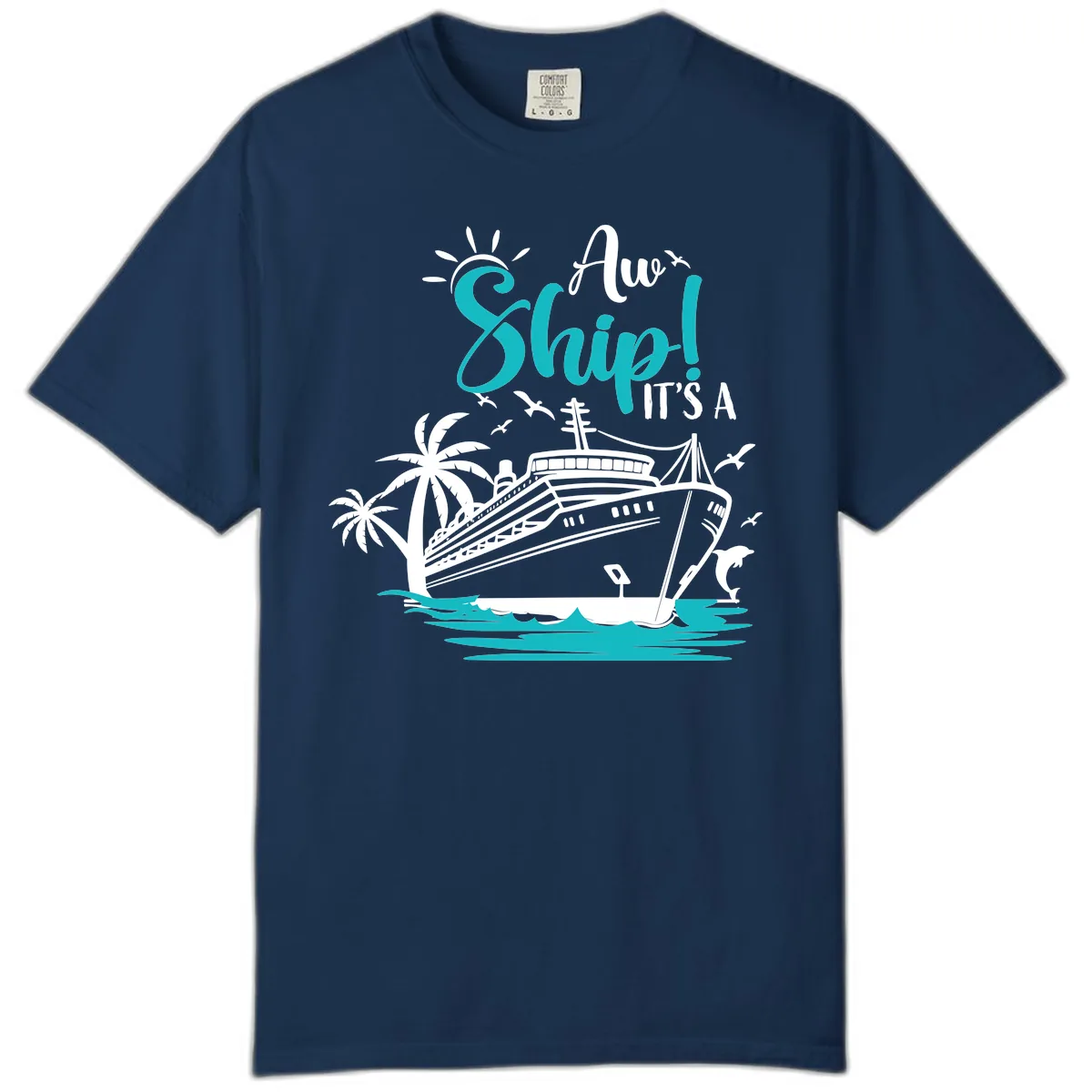 Aw Ship It's A Cruise Comfort Color in Navy