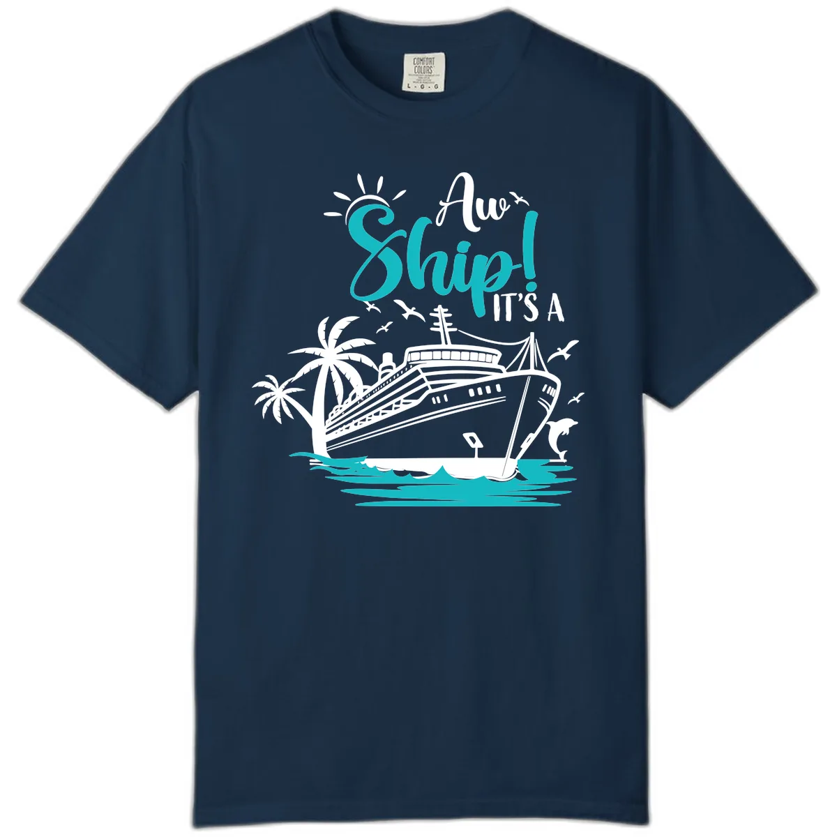 Aw Ship It's A Cruise Comfort Color in True Navy