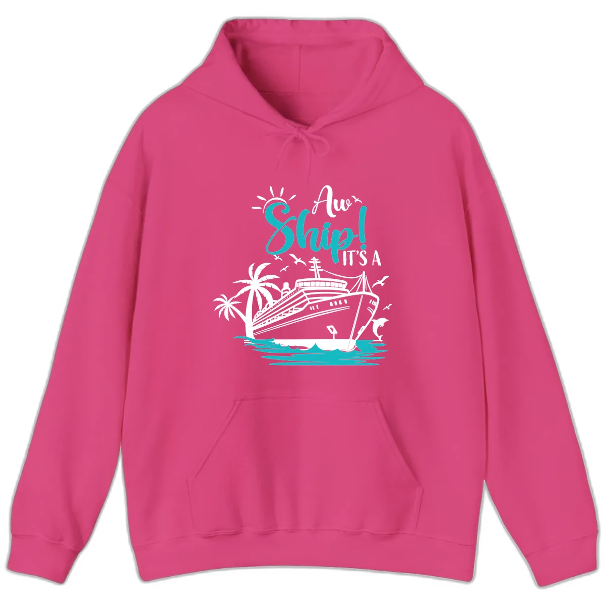 Aw Ship It's A Cruise Hoodie in Heliconia