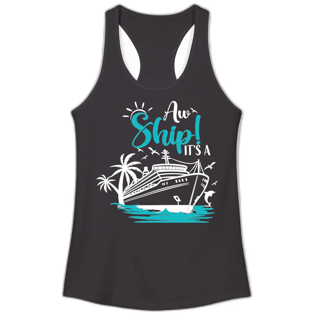 Aw Ship It's A Cruise Ladies Tank in Black