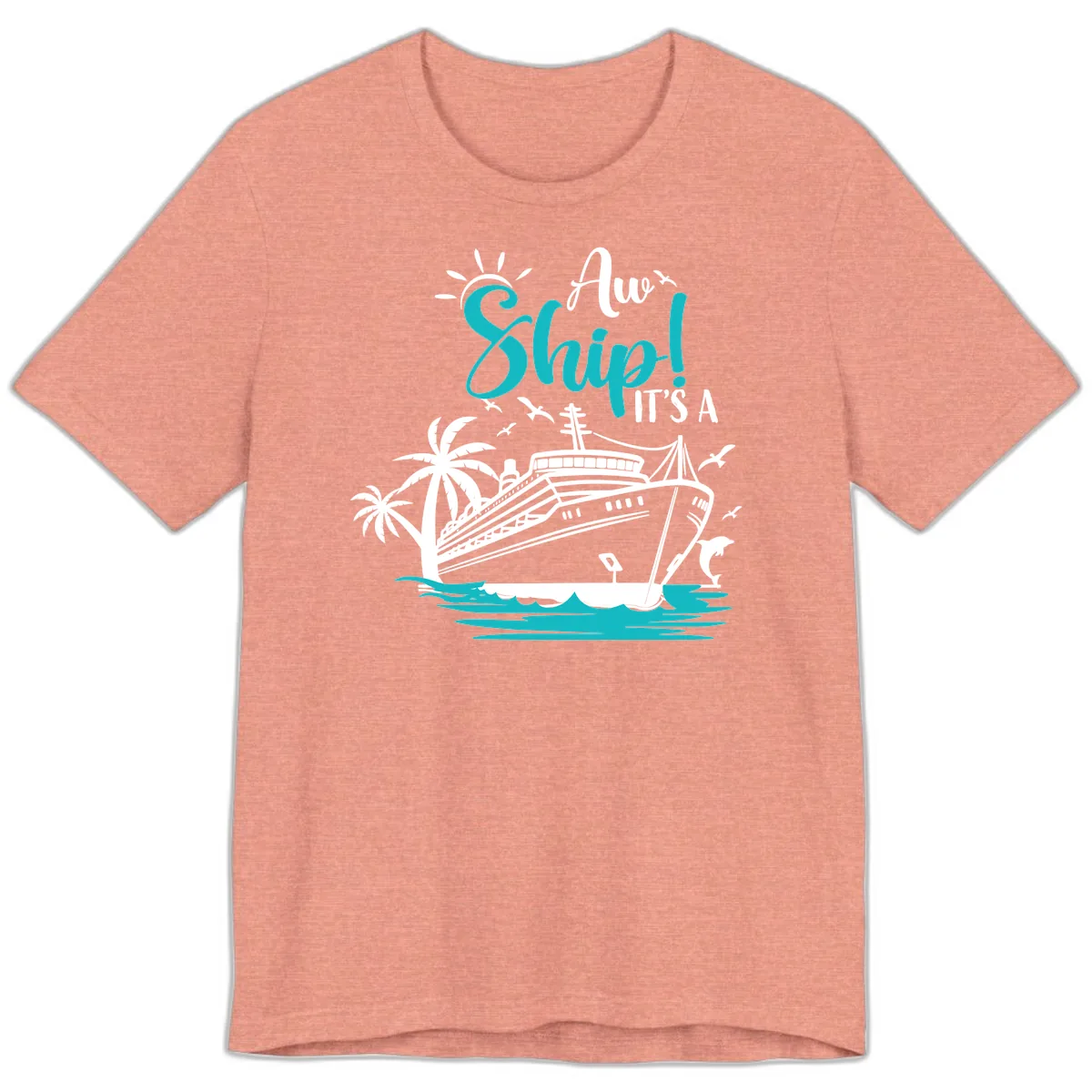 Aw Ship It's A Cruise Premium T-Shirt in Heather Sunset