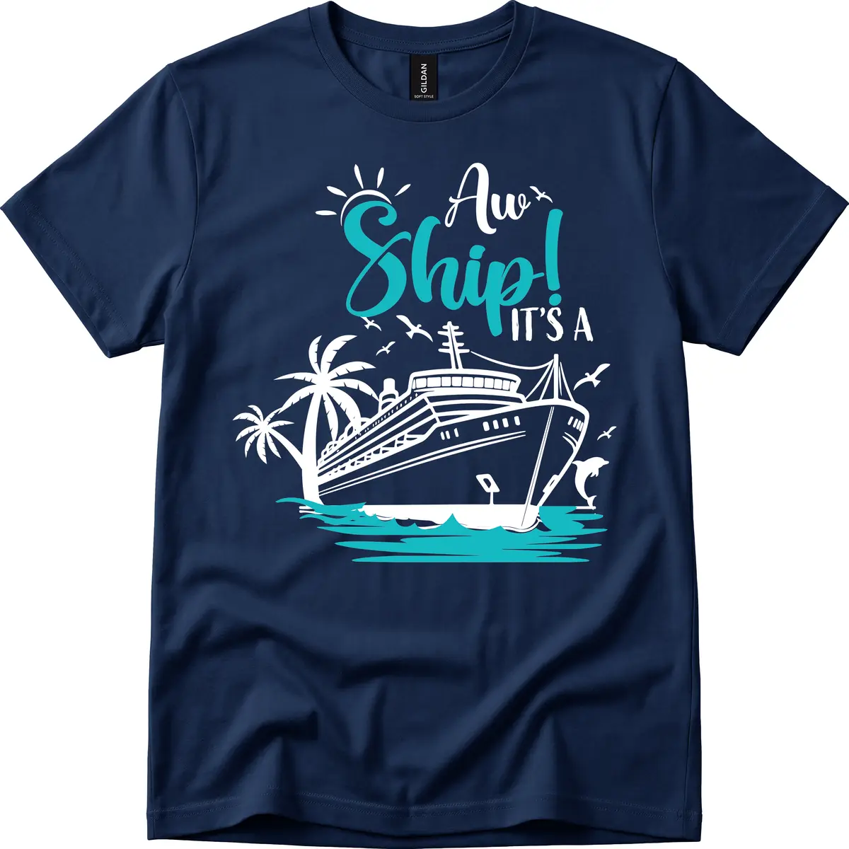 Aw Ship It's A Cruise T-Shirt in Navy
