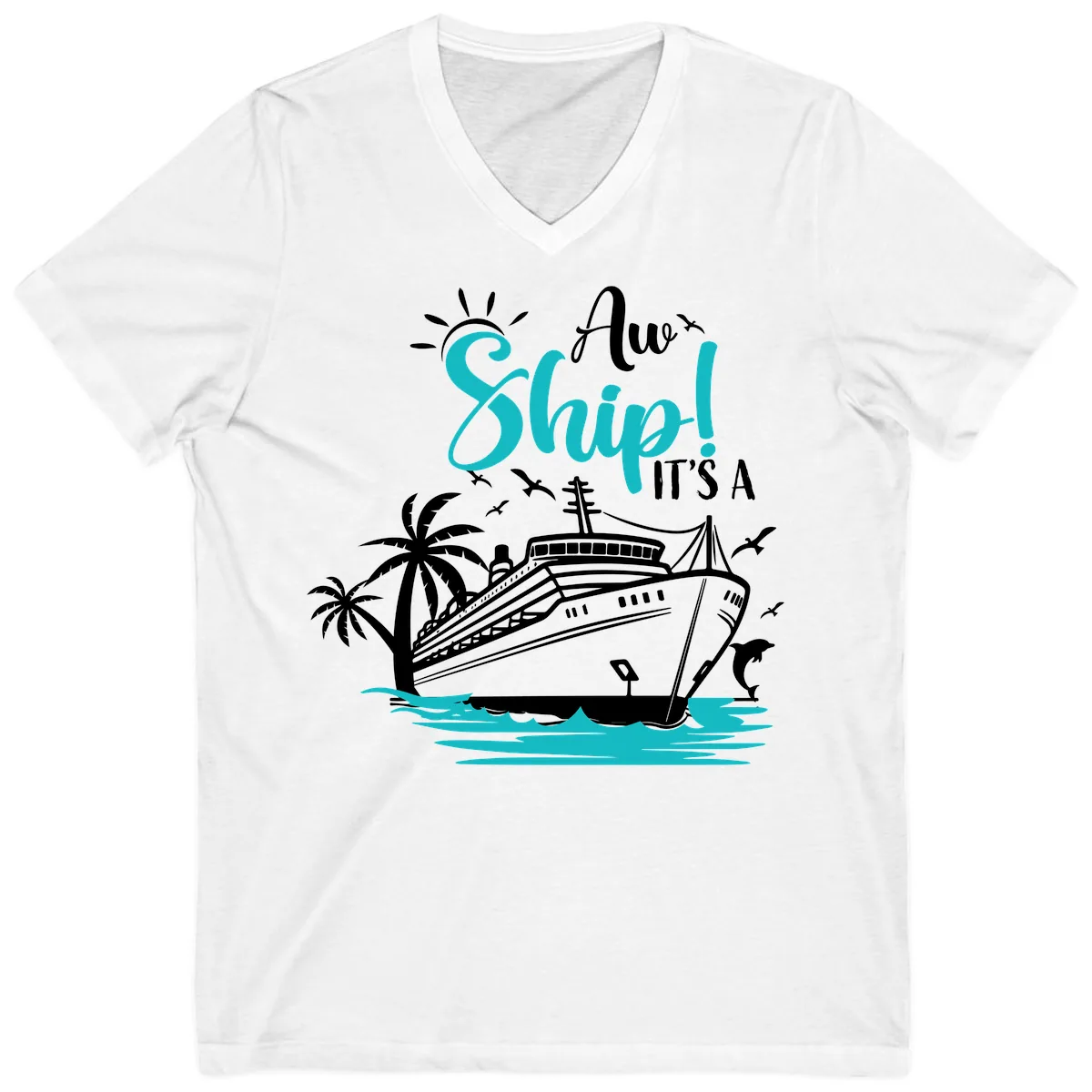 Aw Ship It's A Cruise V-Neck in White
