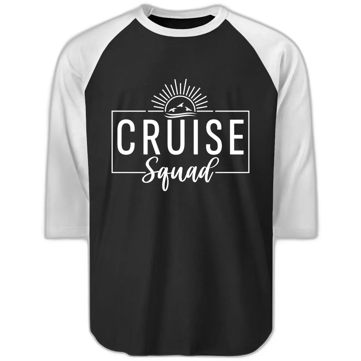 Cruise Squad Sunrise Raglan 3/4 in Black White