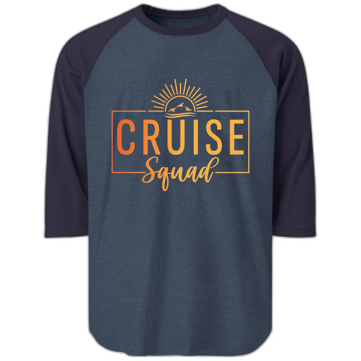 Cruise Squad Sunrise Raglan 3/4 in Heather Denim Navy
