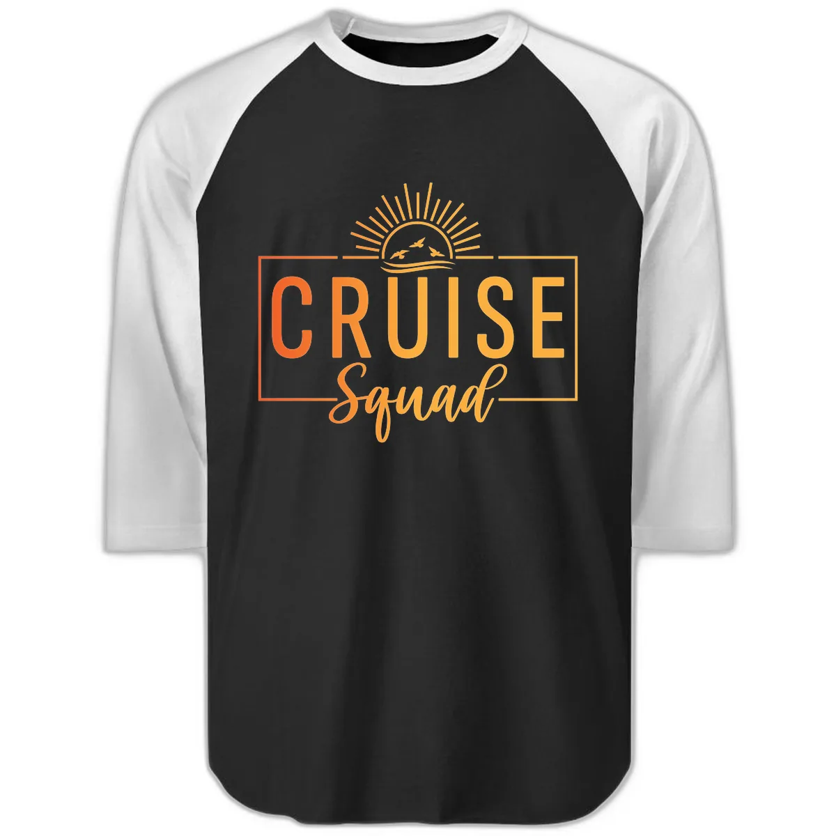 Cruise Squad Sunrise Raglan 3/4 in Black White