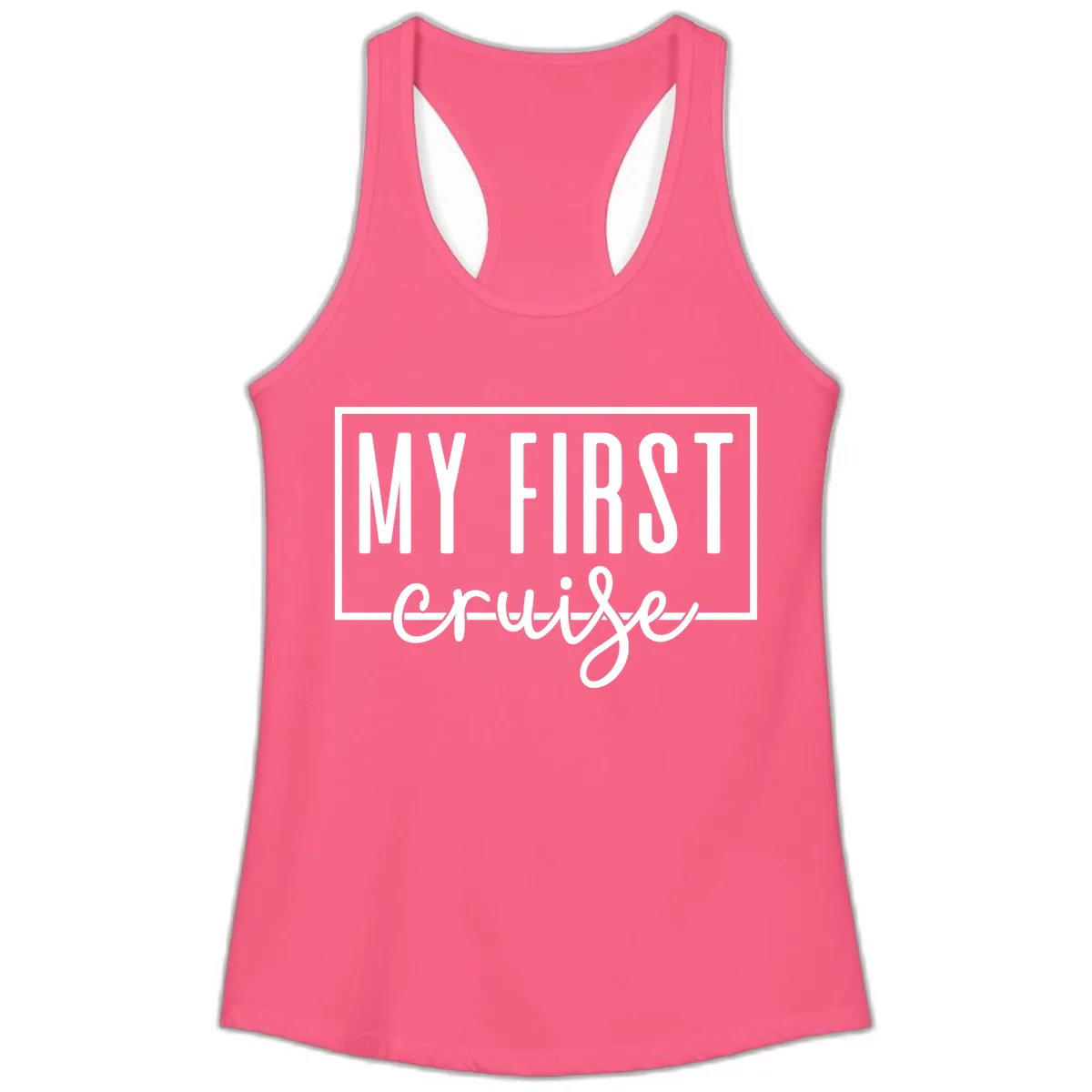My First Cruise Ladies Tank in Solid Hot Pink