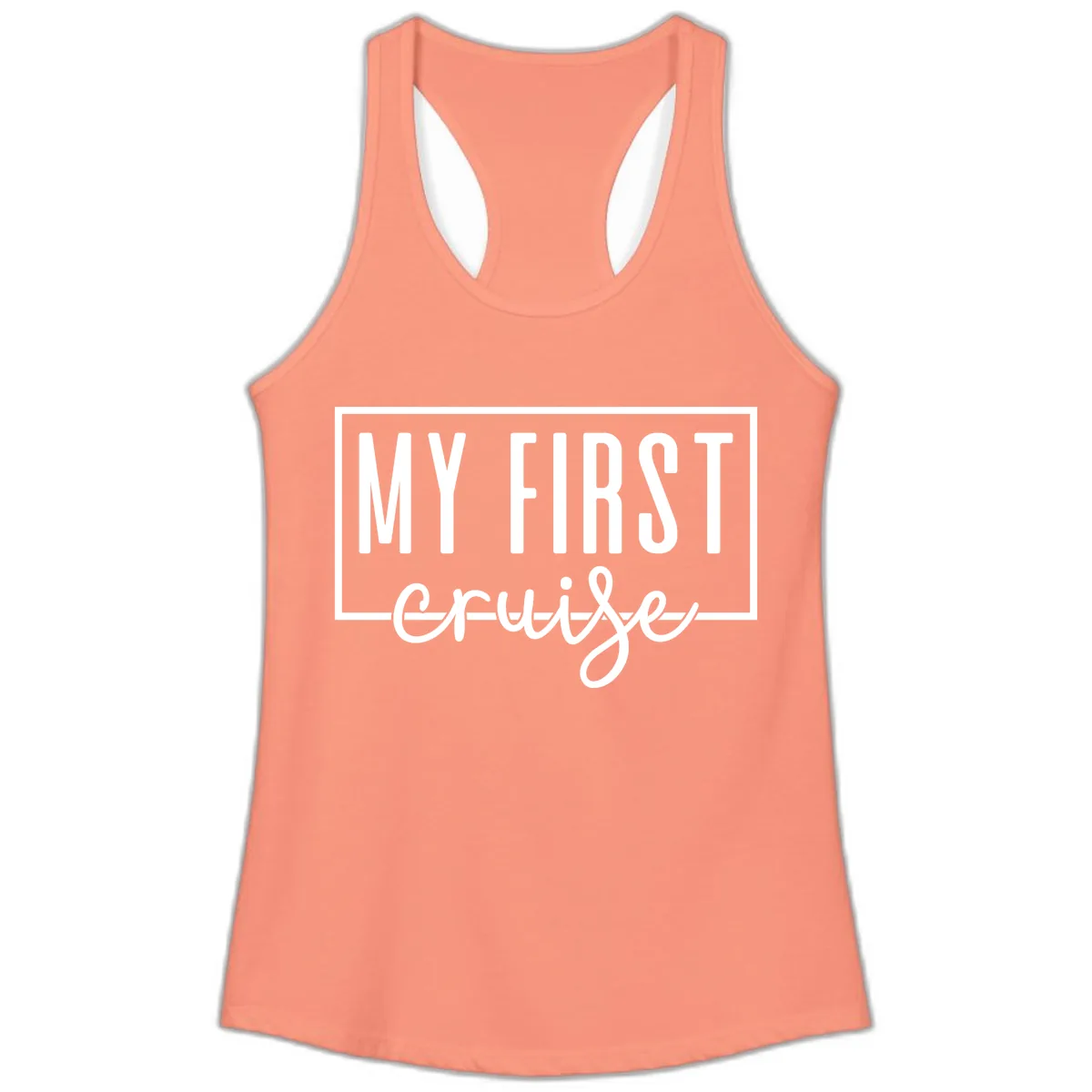 My First Cruise Ladies Tank in Solid Light Orange